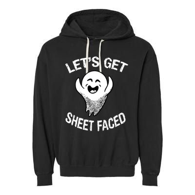 Halloween Let's Get Sheet Faced Ghost Garment-Dyed Fleece Hoodie