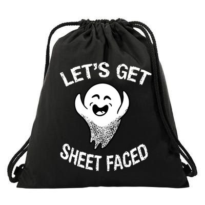 Halloween Let's Get Sheet Faced Ghost Drawstring Bag