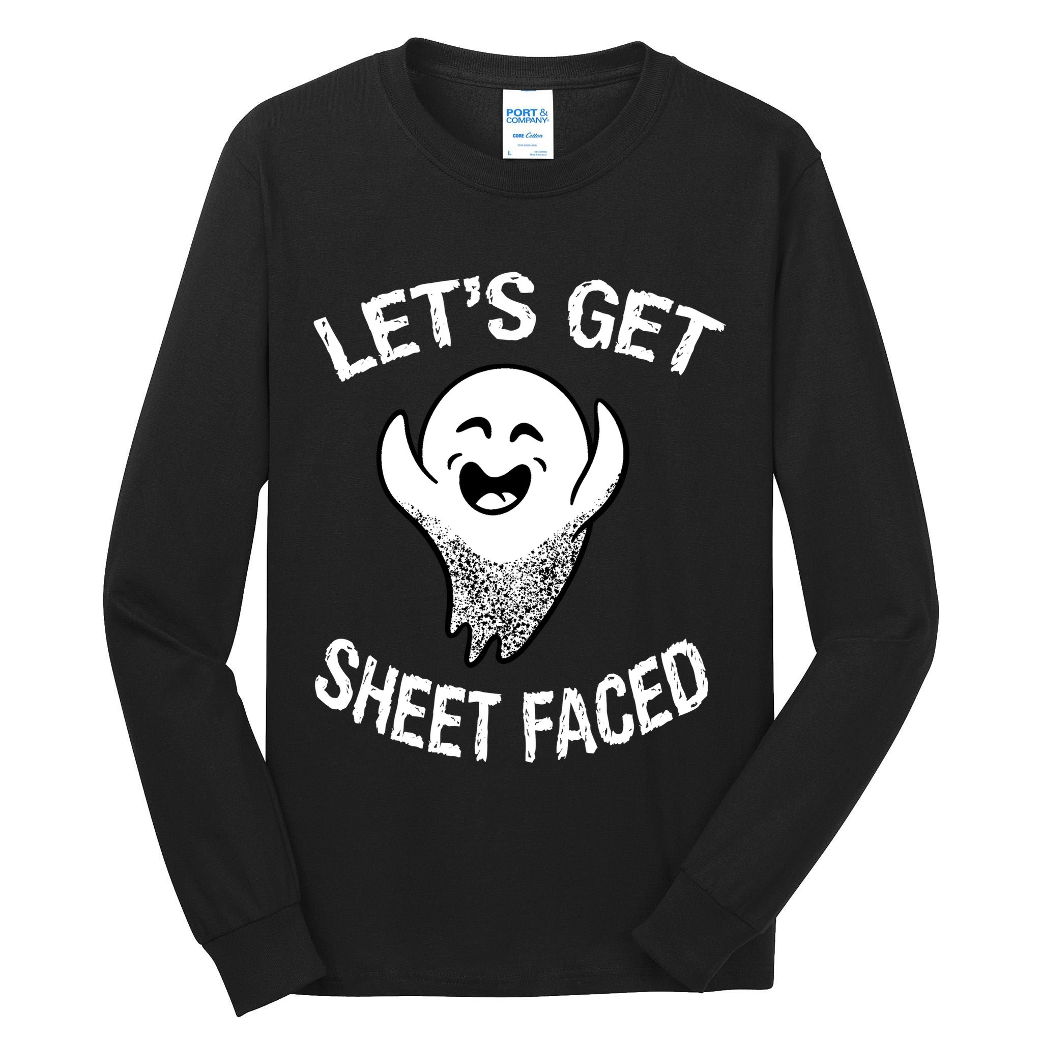 Halloween Let's Get Sheet Faced Ghost Tall Long Sleeve T-Shirt