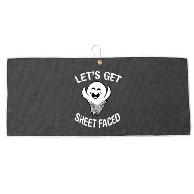 Halloween Let's Get Sheet Faced Ghost Large Microfiber Waffle Golf Towel