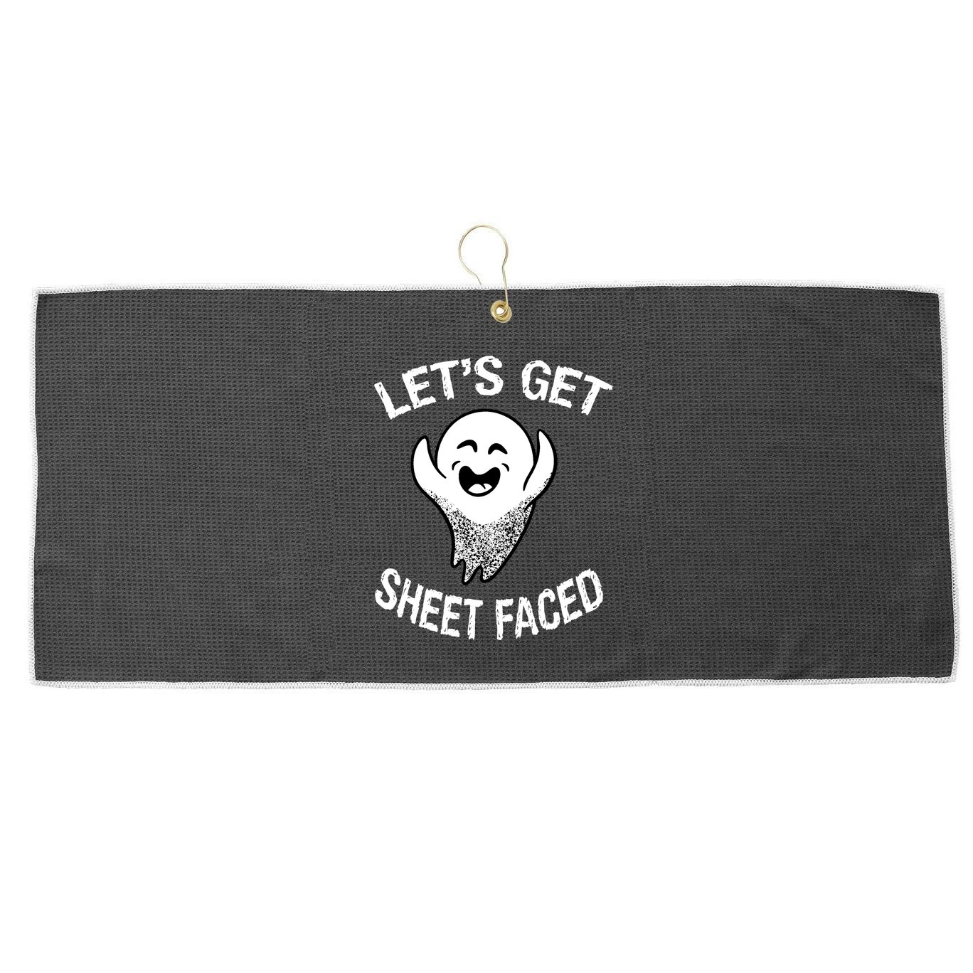 Halloween Let's Get Sheet Faced Ghost Large Microfiber Waffle Golf Towel