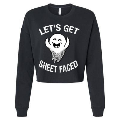 Halloween Let's Get Sheet Faced Ghost Cropped Pullover Crew