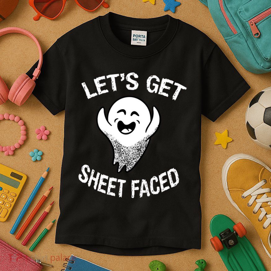 Halloween Let's Get Sheet Faced Ghost Kids T-Shirt