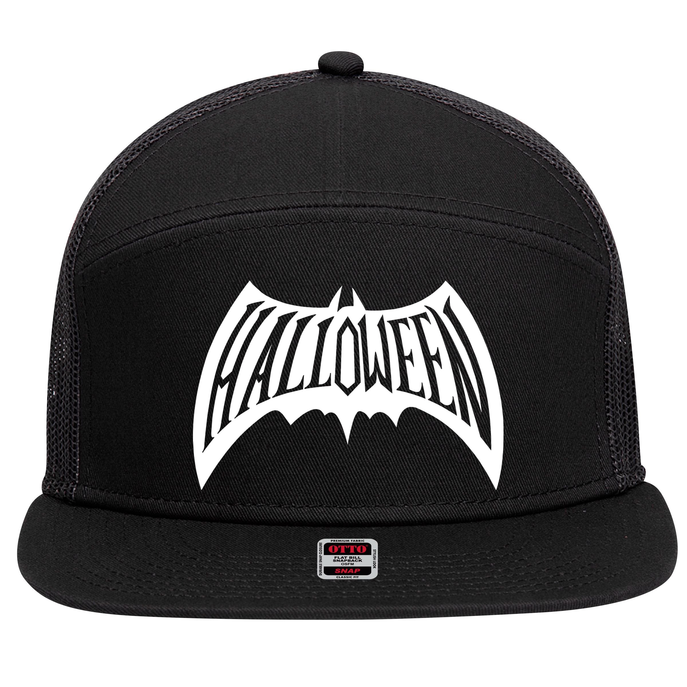 Halloween Man Bat Logo 7 Panel Mesh Trucker Snapback Hat