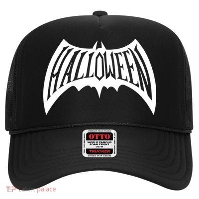 Halloween Man Bat Logo High Crown Mesh Back Trucker Hat