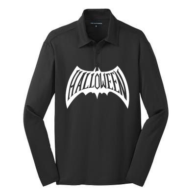 Halloween Man Bat Logo Silk Touch Performance Long Sleeve Polo