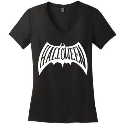 Halloween Man Bat Logo Women's V-Neck T-Shirt