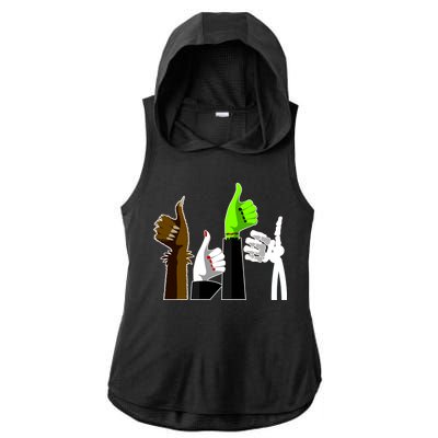 Halloween Monsters Thumps Up Ladies PosiCharge Tri-Blend Wicking Draft Hoodie Tank