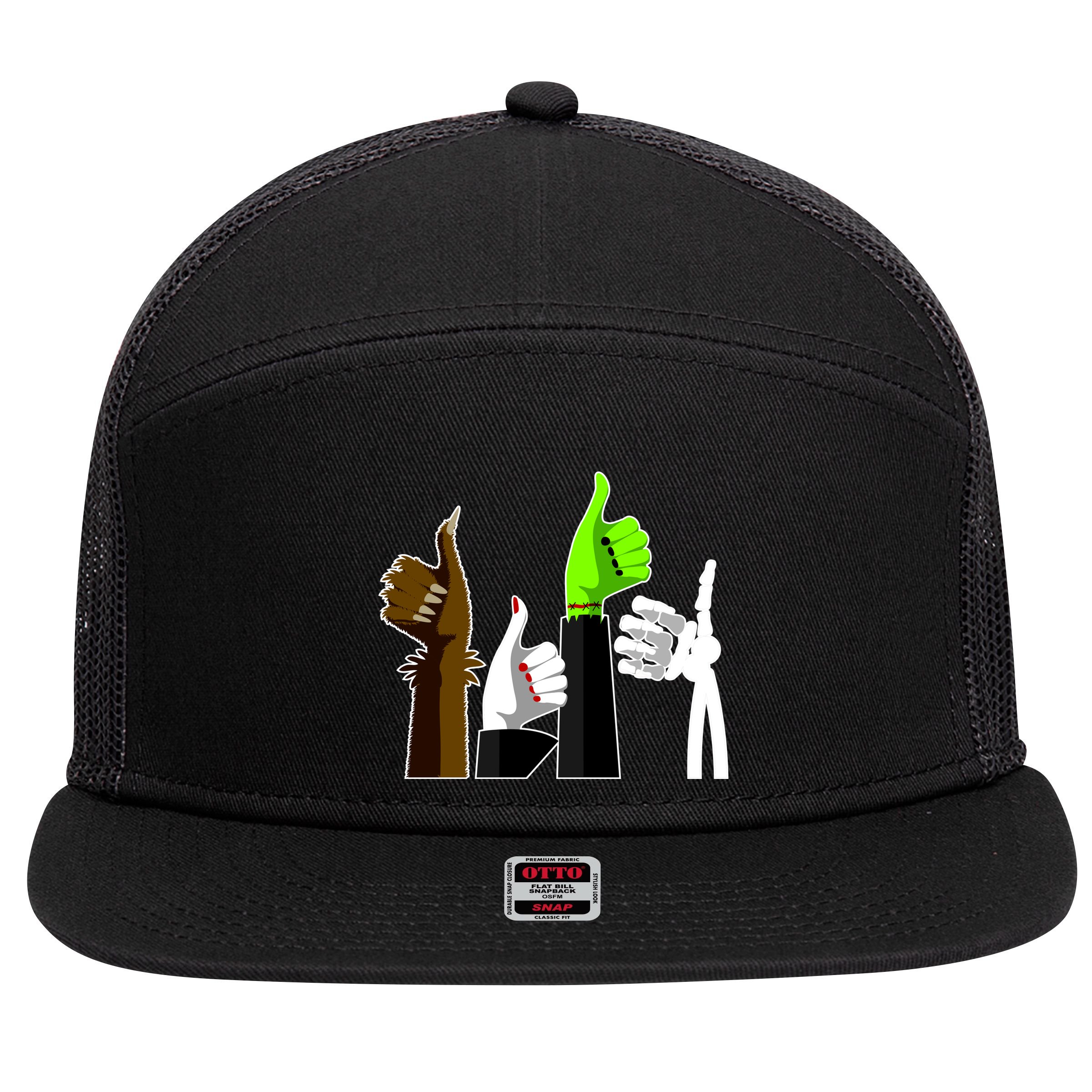 Halloween Monsters Thumps Up 7 Panel Mesh Trucker Snapback Hat