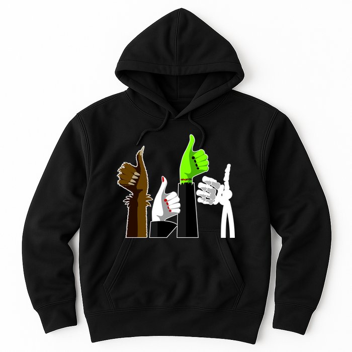 Halloween Monsters Thumps Up Hoodie