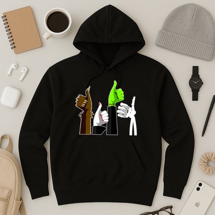 Halloween Monsters Thumps Up Hoodie