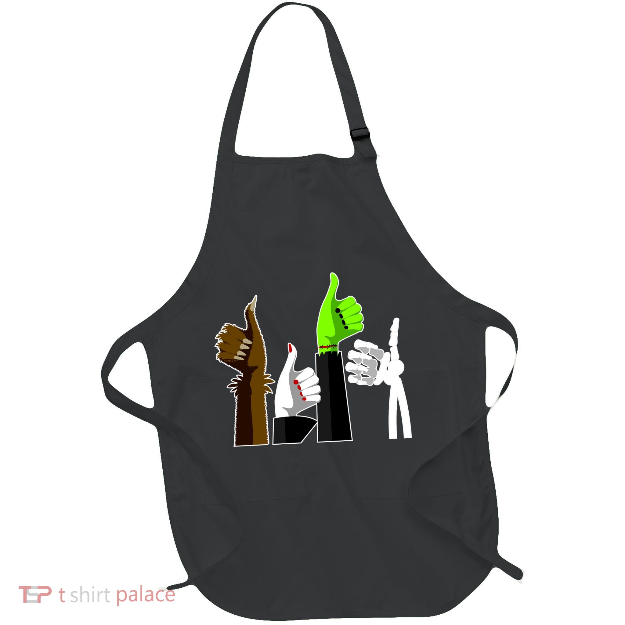 Halloween Monsters Thumps Up Full-Length Apron With Pockets
