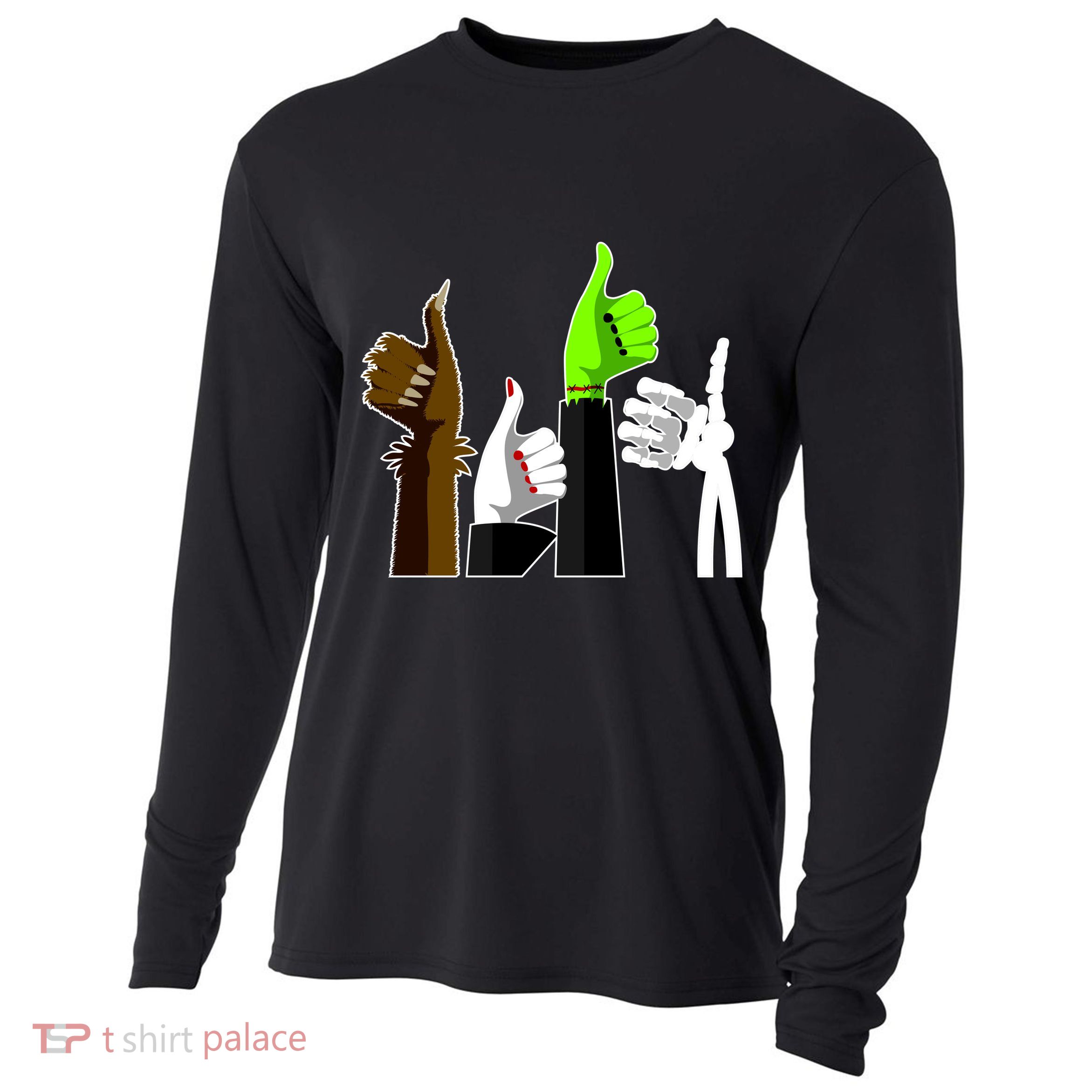 Halloween Monsters Thumps Up Cooling Performance Long Sleeve Crew