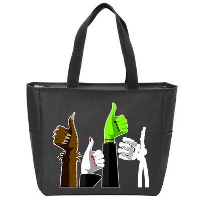 Halloween Monsters Thumps Up Zip Tote Bag