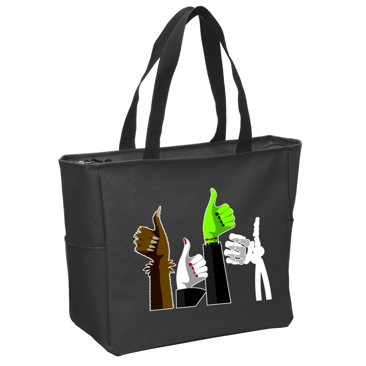 Halloween Monsters Thumps Up Zip Tote Bag