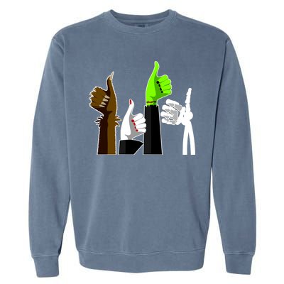 Halloween Monsters Thumps Up Garment-Dyed Sweatshirt