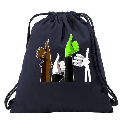 Halloween Monsters Thumps Up Drawstring Bag