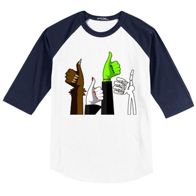 Halloween Monsters Thumps Up Baseball Sleeve Shirt