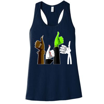 Halloween Monsters Thumps Up Women's Racerback Tank