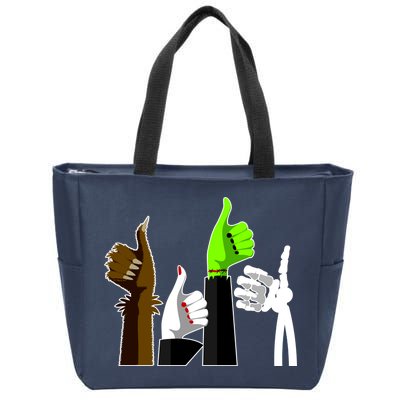 Halloween Monsters Thumps Up Zip Tote Bag