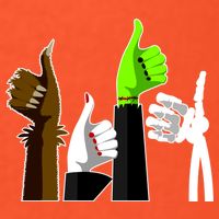 Halloween Monsters Thumps Up USA-Made Doggie Bandana