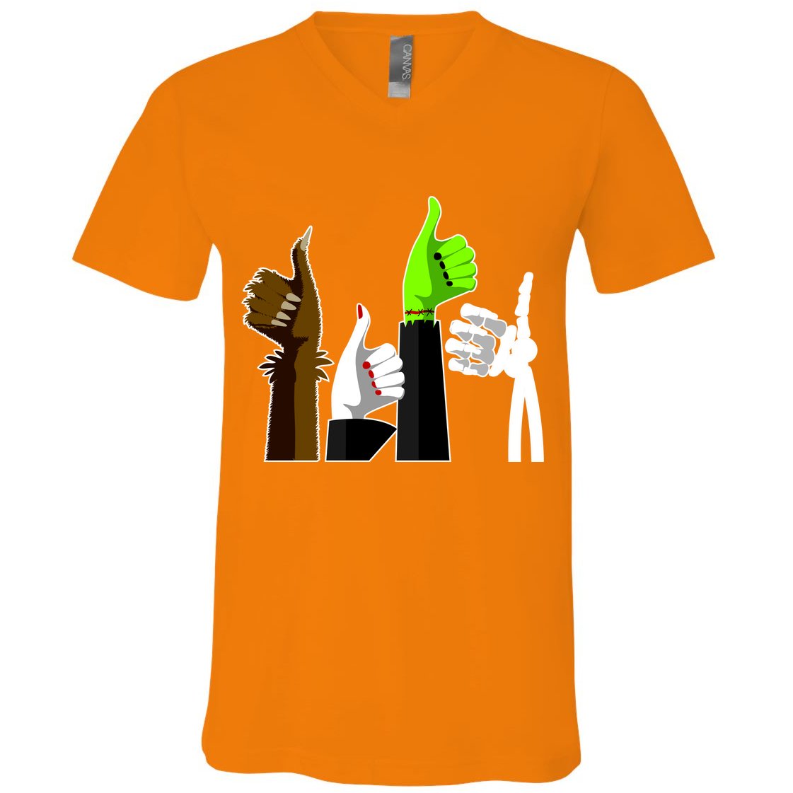 Halloween Monsters Thumps Up V-Neck T-Shirt