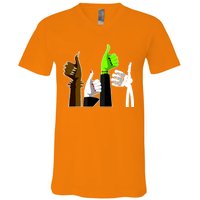 Halloween Monsters Thumps Up V-Neck T-Shirt