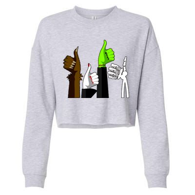 Halloween Monsters Thumps Up Cropped Pullover Crew