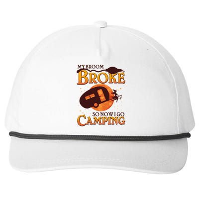 Halloween My Broom Broke So Now I Go Camping Snapback Five-Panel Rope Hat