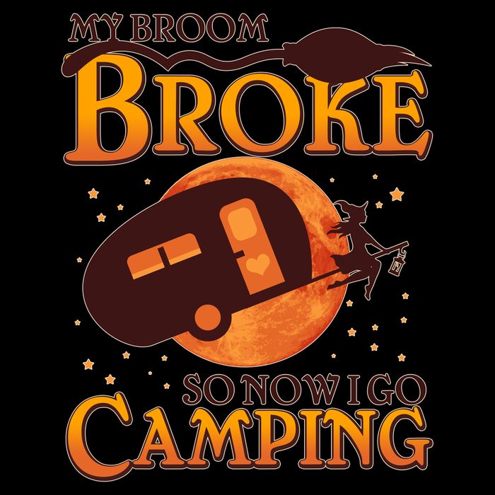 Halloween My Broom Broke So Now I Go Camping Drawstring Bag