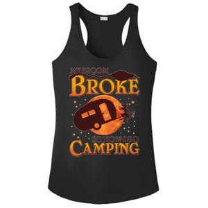 Halloween My Broom Broke So Now I Go Camping Ladies PosiCharge Competitor Racerback Tank