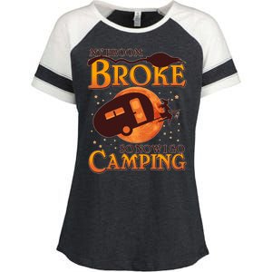 Halloween My Broom Broke So Now I Go Camping Enza Ladies Jersey Colorblock Tee