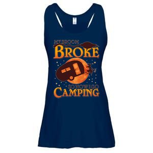 Halloween My Broom Broke So Now I Go Camping Ladies Essential Flowy Tank