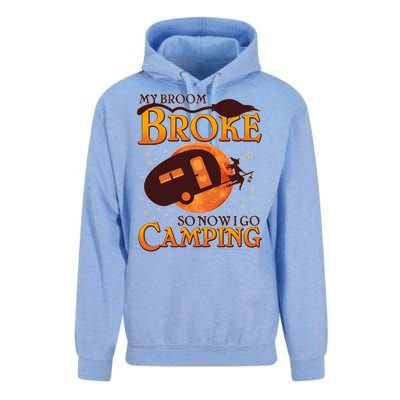 Halloween My Broom Broke So Now I Go Camping Unisex Surf Hoodie