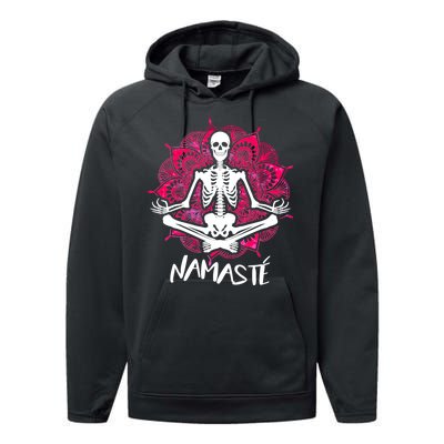 Halloween Namaste Skeleton Performance Fleece Hoodie