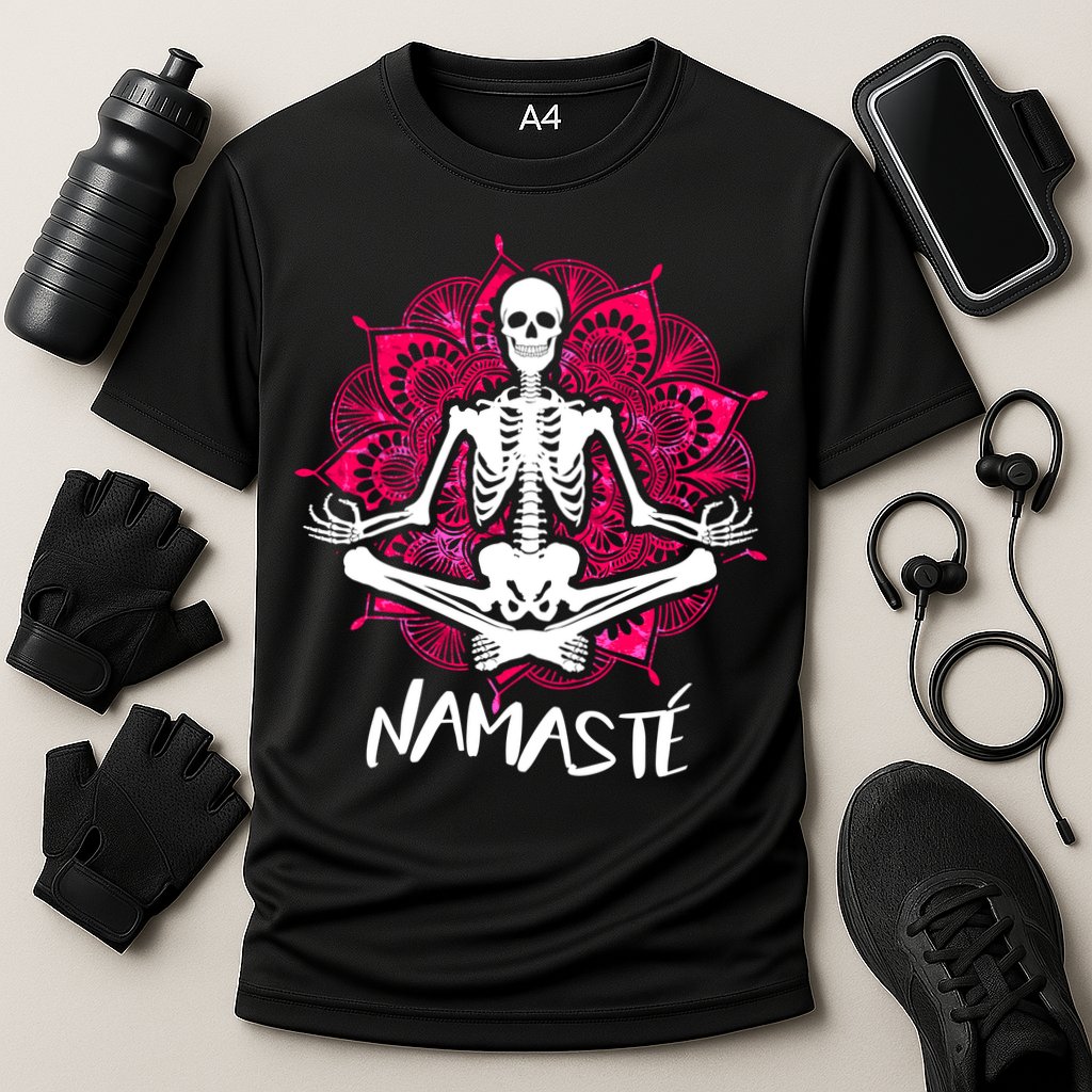 Halloween Namaste Skeleton Cooling Performance Crew T-Shirt
