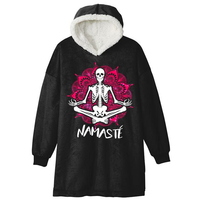 Halloween Namaste Skeleton Hooded Wearable Blanket