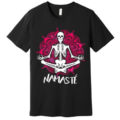 Halloween Namaste Skeleton Premium T-Shirt