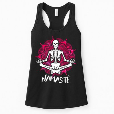 Halloween Namaste Skeleton Womens Tank Top
