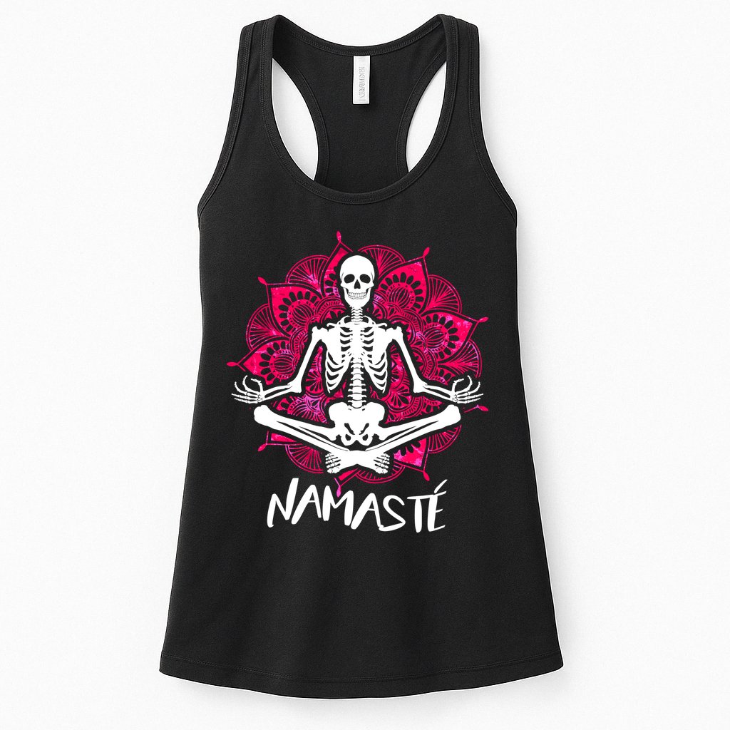 Halloween Namaste Skeleton Womens Tank Top