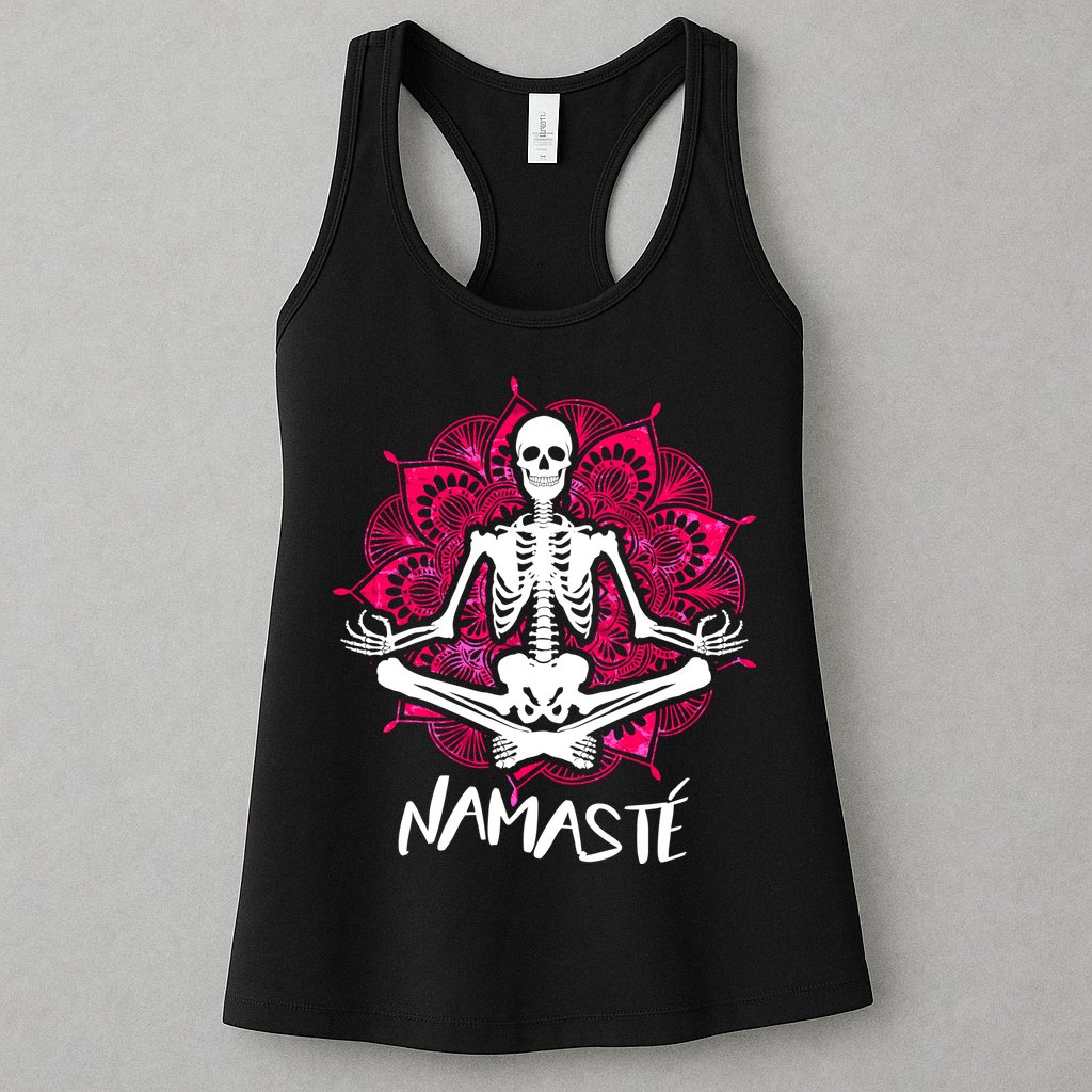 Halloween Namaste Skeleton Womens Tank Top