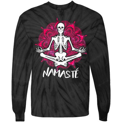 Halloween Namaste Skeleton Tie-Dye Long Sleeve Shirt