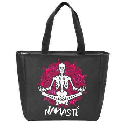 Halloween Namaste Skeleton Zip Tote Bag