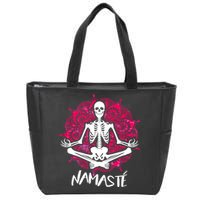 Halloween Namaste Skeleton Zip Tote Bag