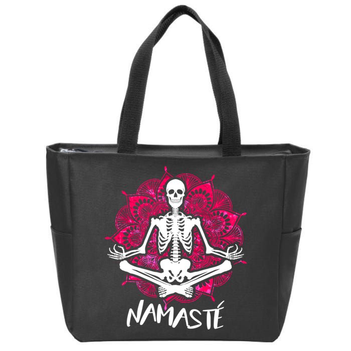 Halloween Namaste Skeleton Zip Tote Bag