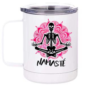 Halloween Namaste Skeleton 12 oz Stainless Steel Tumbler Cup