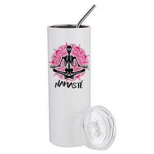 Halloween Namaste Skeleton Stainless Steel Tumbler