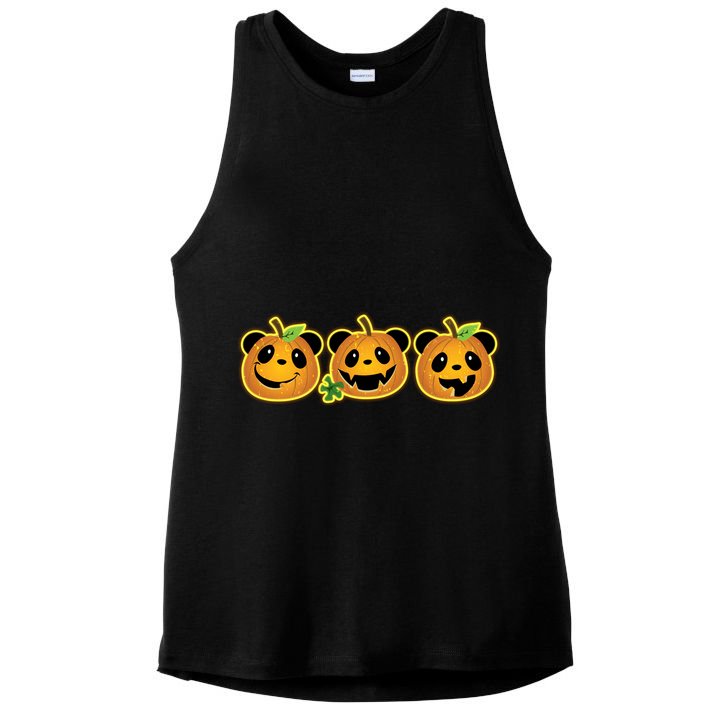 Halloween Panda Pumpkins Ladies PosiCharge Tri-Blend Wicking Tank