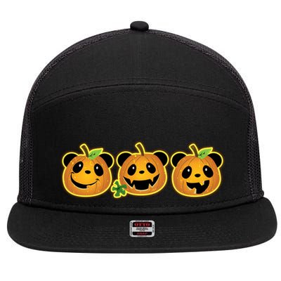 Halloween Panda Pumpkins 7 Panel Mesh Trucker Snapback Hat