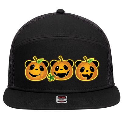 Halloween Panda Pumpkins 7 Panel Mesh Trucker Snapback Hat